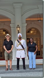 At the entrance of Raffles Hotel